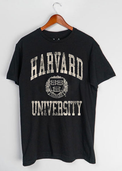 Harvard Simple Emblem on Black T-Shirt