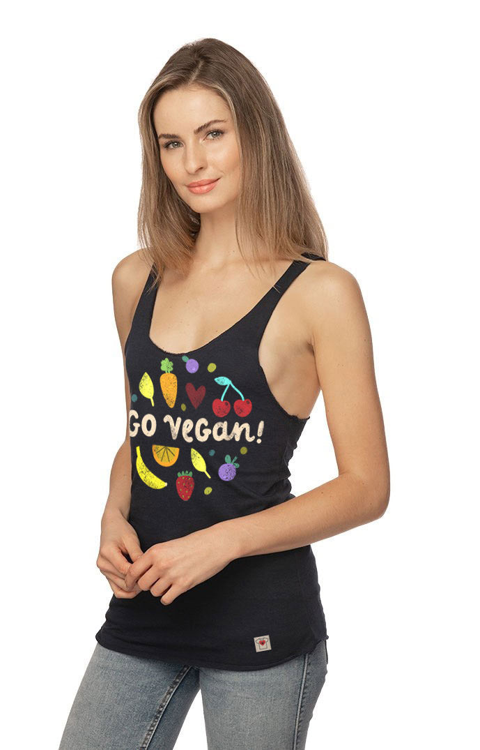 Go Vegan Tank Top Raw Edge